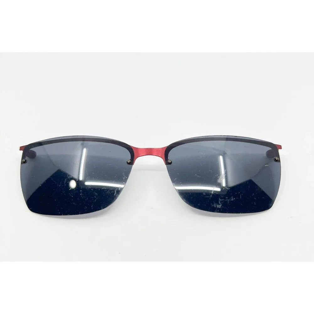 EasyClip Sunglasses Clip On Mens Red EC326/30 Magnetic Rectangular Rimless OS